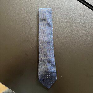 Vintage 90s Blue Grid Tie with White Dots - 100% Polyester, Stylish & Unique